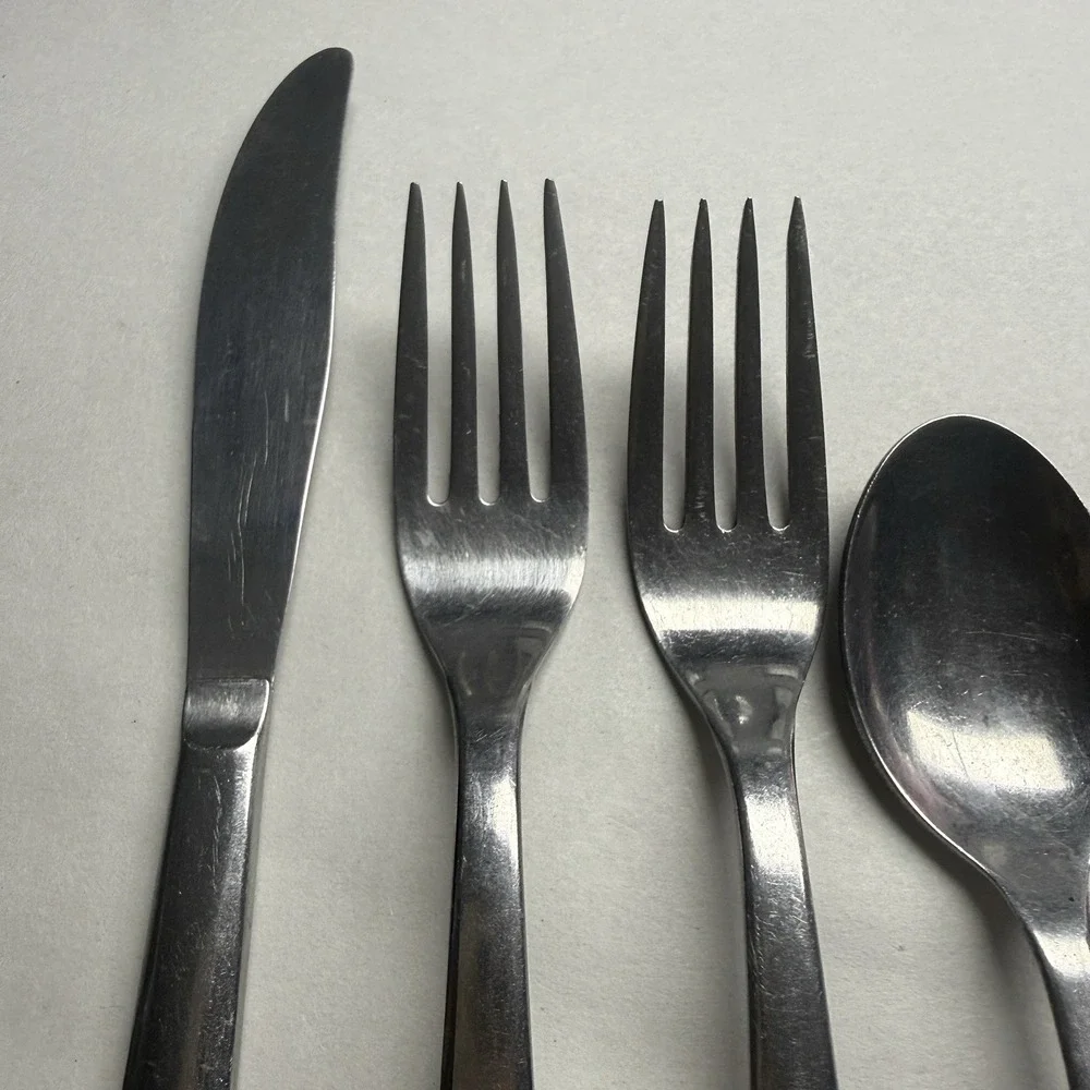 6 Lot Atomic 3 Star Superior Stainless Spoons Forks Knives Night Sky MCM USA